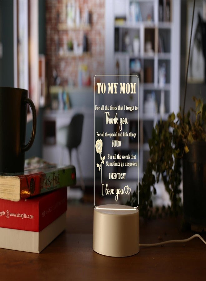 AICA Best Mom Quote LED Lamp (White Base) | Birthday Anniversary Mother�s Day Gifts for Mom Maa Mother Mummy Mother-in-Law Amma | I Love You Gift for Mom - Image 1