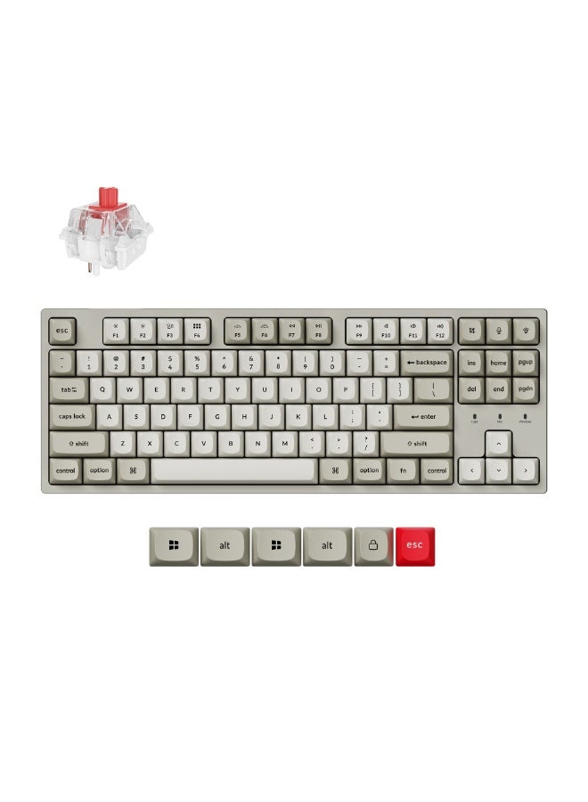 Keychron C1 Pro 8K QMK Wired Mechanical Keyboard, 8000Hz Polling Rate, ENG-ARAB Layout, Keychron Super Red Switch, South-Facing RGB Backlight, OSA Profile Double-Shot PBT Keycaps, Retro | C1PX-M1-AR - Image 2