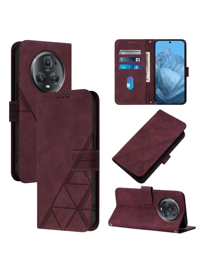 اس-توب جراب هاتف Honor Magic5 Pro Crossbody من الجلد المنقوش ثلاثي الأبعاد - Image 1