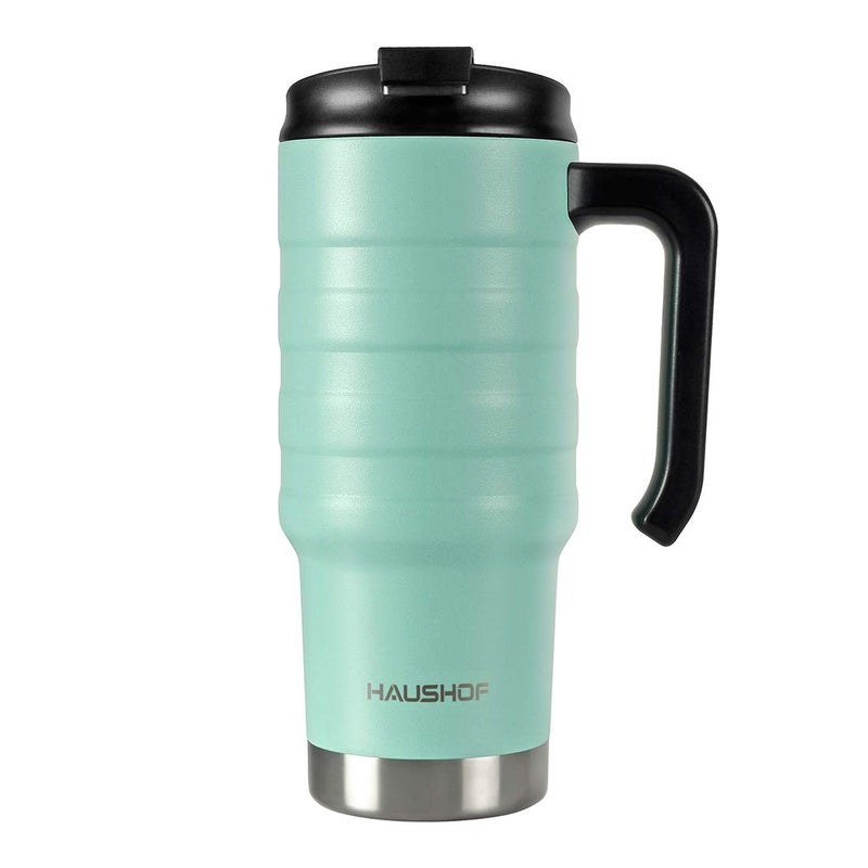 HAUSHOF 24 oz Travel Mug Stainless Double Wall Vacuum Insulated Tumbler with Handle  Spill Proof Twist On Flip Lid and Wide Mouth BPA Free