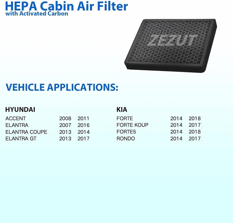 ZEZUT Honeycomb Structured Activated Carbon Cabin Air Filter for Hyundai and Kia Models - Image 2