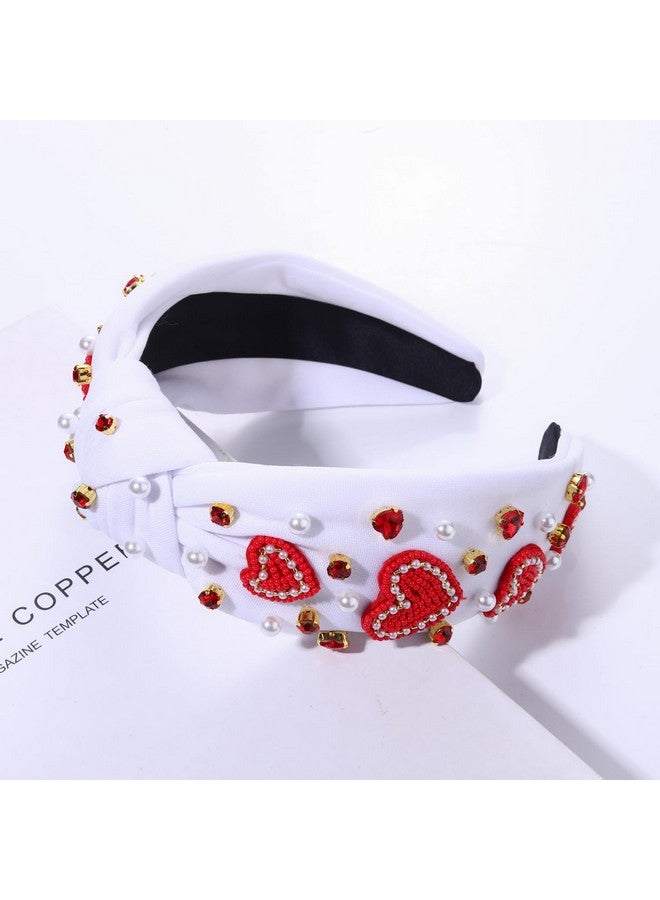 مولوك عصابة رأس وردية على شكل قلب للنساء، عصابة رأس على شكل قلب مرصعة بالكريستال ومرصعة بالجواهر، عصابة رأس واسعة من المخمل، إكسسوارات شعر عصرية لحفلات عيد الحب الريفية - Image 5