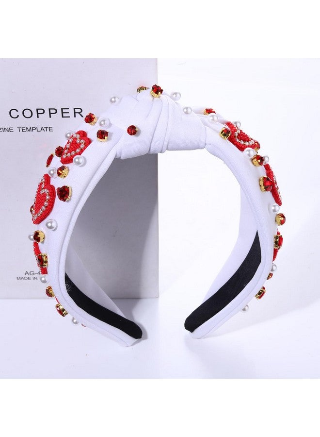 مولوك عصابة رأس وردية على شكل قلب للنساء، عصابة رأس على شكل قلب مرصعة بالكريستال ومرصعة بالجواهر، عصابة رأس واسعة من المخمل، إكسسوارات شعر عصرية لحفلات عيد الحب الريفية - Image 4