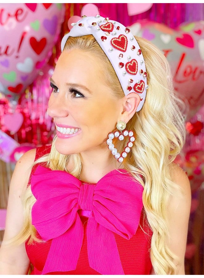 مولوك عصابة رأس وردية على شكل قلب للنساء، عصابة رأس على شكل قلب مرصعة بالكريستال ومرصعة بالجواهر، عصابة رأس واسعة من المخمل، إكسسوارات شعر عصرية لحفلات عيد الحب الريفية - Image 3