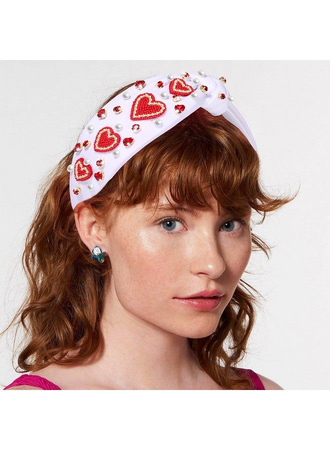 مولوك عصابة رأس وردية على شكل قلب للنساء، عصابة رأس على شكل قلب مرصعة بالكريستال ومرصعة بالجواهر، عصابة رأس واسعة من المخمل، إكسسوارات شعر عصرية لحفلات عيد الحب الريفية - Image 2