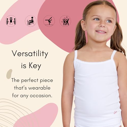 Feathers Girls Solid White Tagless Cami Super Soft Undershirts (3/Pack) 8 yrs, White - Image 4