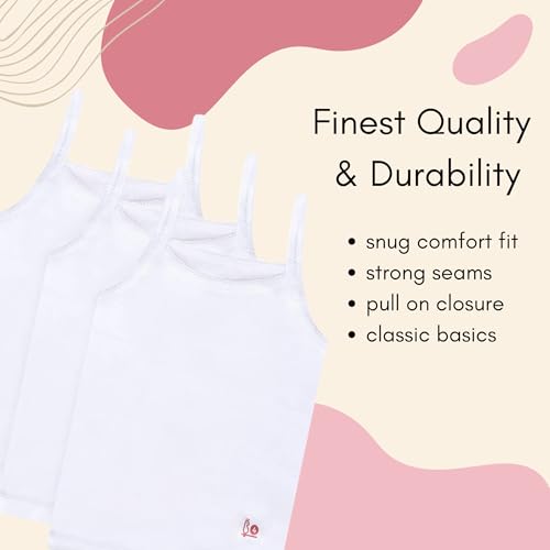 Feathers Girls Solid White Tagless Cami Super Soft Undershirts (3/Pack) 8 yrs, White - Image 2