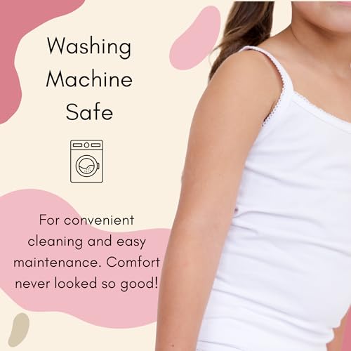 Feathers Girls Solid White Tagless Cami Super Soft Undershirts (3/Pack) 8 yrs, White - Image 3