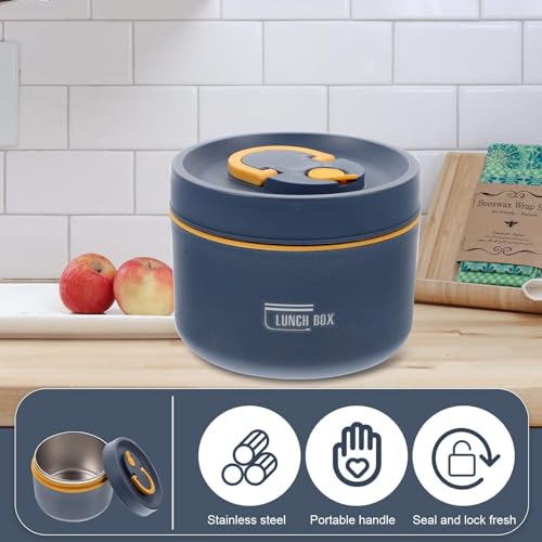 daiDokoro Plastic 2 Insulated Container Lunch Box Set with Thermal Bag & Cutler for Students/Office/College/Picnic - (Blue, 970 ML, Pack of 2) - Image 4