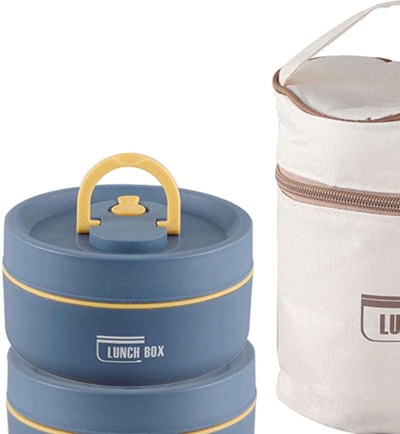 daiDokoro Plastic 2 Insulated Container Lunch Box Set with Thermal Bag & Cutler for Students/Office/College/Picnic - (Blue, 970 ML, Pack of 2) - Image 5