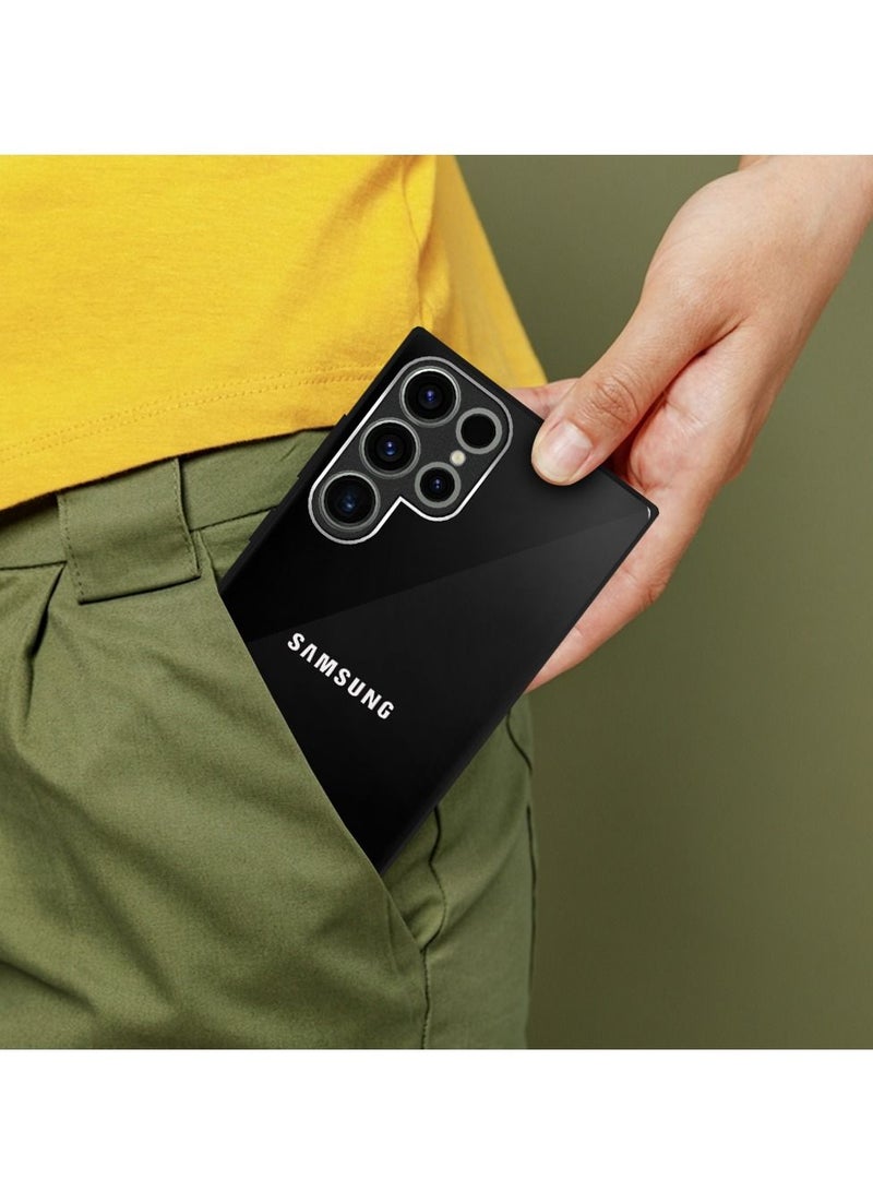 CATANES Samsung Galaxy S22 Ultra Electroplated Hard Glossy Case Camera Protection Shockproof Anti Fall Case Black - Image 4