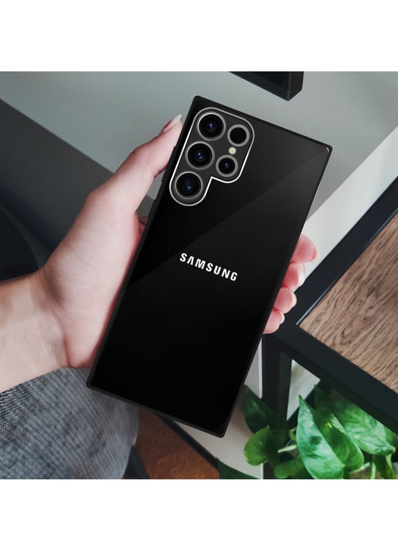 CATANES Samsung Galaxy S22 Ultra Electroplated Hard Glossy Case Camera Protection Shockproof Anti Fall Case Black - Image 3