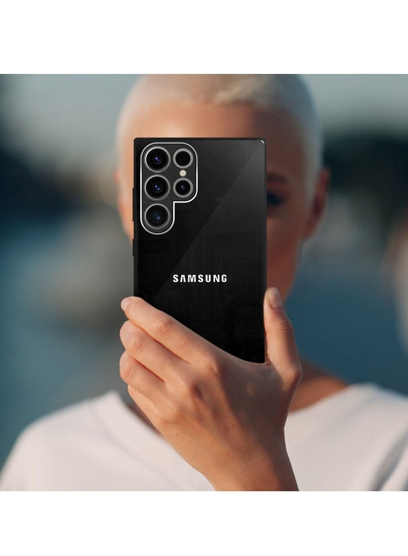 CATANES Samsung Galaxy S22 Ultra Electroplated Hard Glossy Case Camera Protection Shockproof Anti Fall Case Black - Image 2