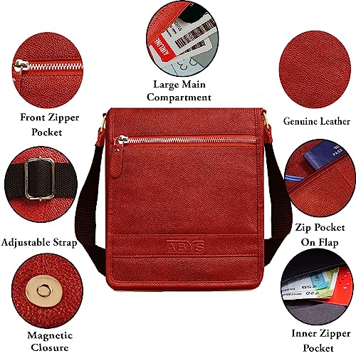 ABYS Genuine Leather Messenger Bag||Passport Pouch||Neck Pouch for Men & Women (Bombay Brown) - Image 5