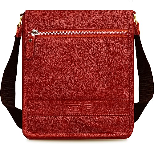 ABYS Genuine Leather Messenger Bag||Passport Pouch||Neck Pouch for Men & Women (Bombay Brown) - Image 1