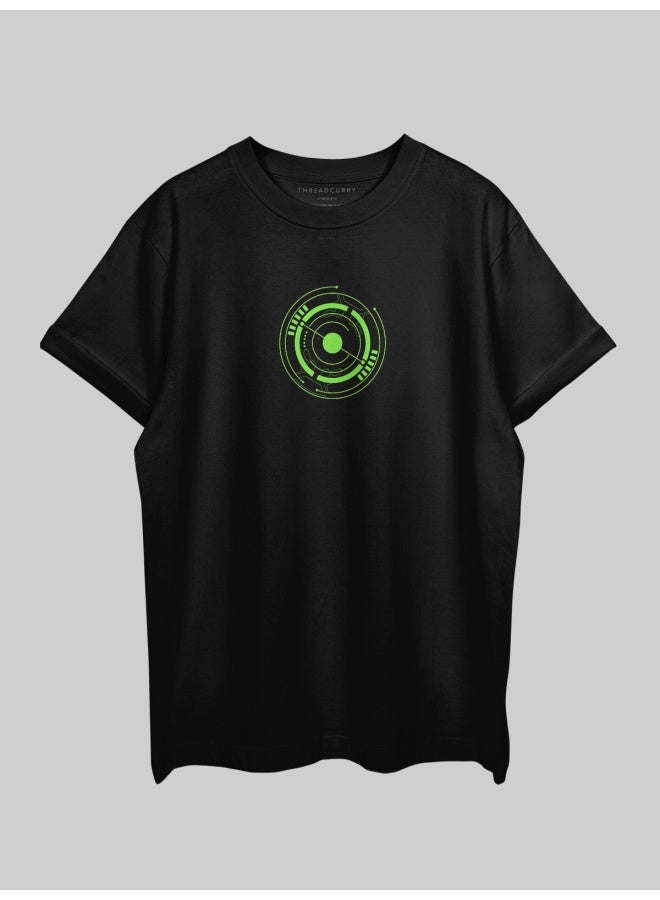 THREADCURRY THREADCURRY Above the Earth Oversized Drop Shoulder Cotton Loose Printed T-Shirt for Men  - Image 2