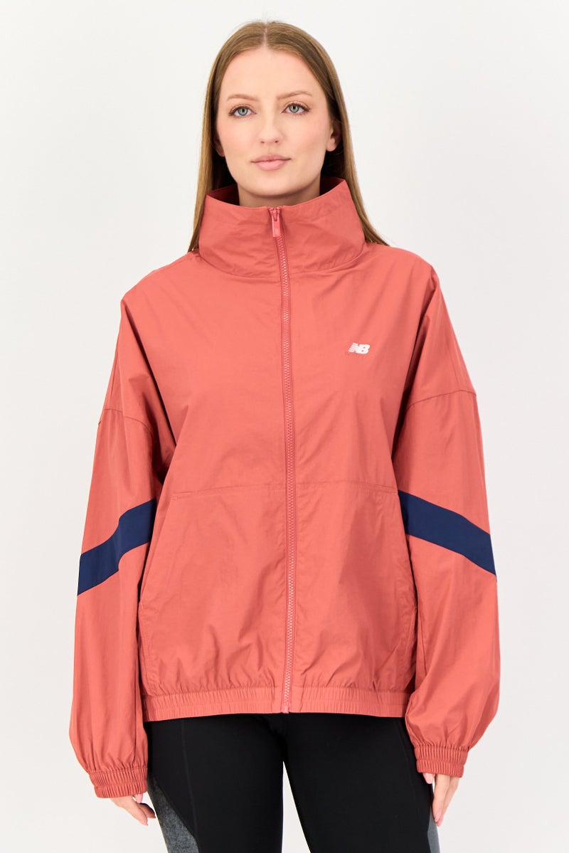New Balance Women Oversized Fit Long Sleeve Training Jacket, Red - Image 1