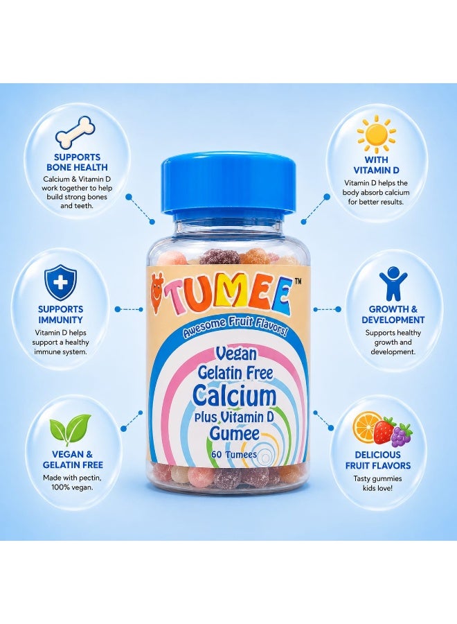 MR.TUMEE Mr. TUMEE Calcium + Vitamin D Gummies for Kids – Vegan, Gelatin-Free, Fruit Flavor, 60 Gummies - Image 4