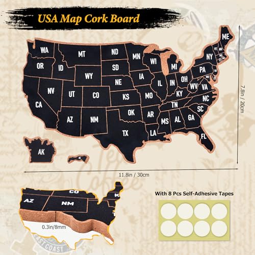 YCCYYCCY Frameless Cork Board Map of The United State, 14" X 11" Bulletin Boards for Walls, Travel Tracker Map for Office, School and Home (US-MAP-2636,NO) - Image 2
