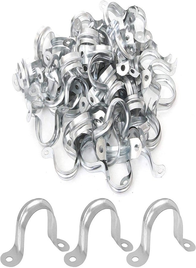 AConnet 100 Pack 3/4 inch U Clamp Metal Rigid Pipe Strap with 2 holes, Stainless Steel U Bracket Pipe Clamps Hanger Fit for 3/4 inch Pipes - Image 1