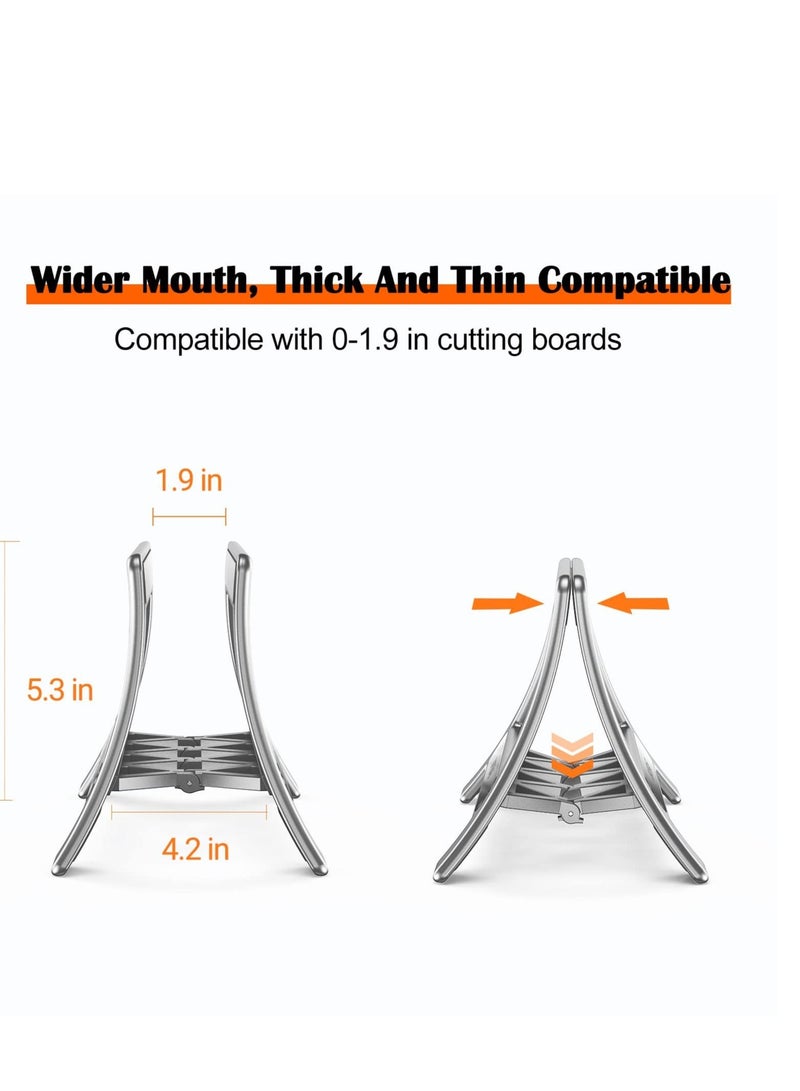 Cutting Board Holder Stand, Cutting Board Organizer Rack Storage for Countertop Space Optimization, Auto Width Adjustable Cutting Board Holder Stand (Silver)