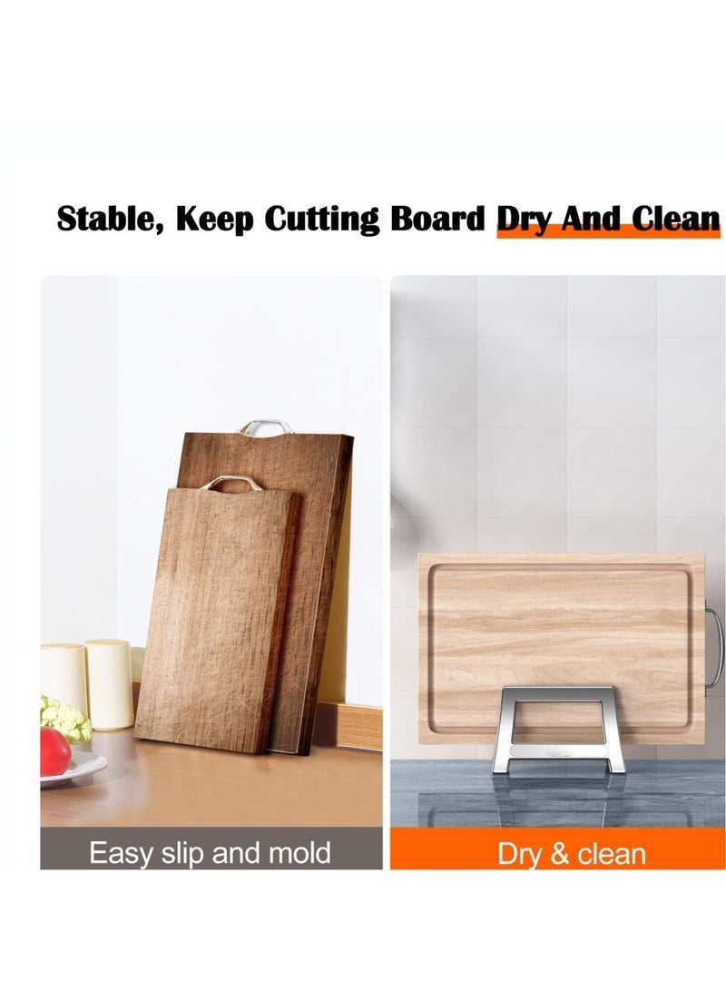 Cutting Board Holder Stand, Cutting Board Organizer Rack Storage for Countertop Space Optimization, Auto Width Adjustable Cutting Board Holder Stand (Silver)