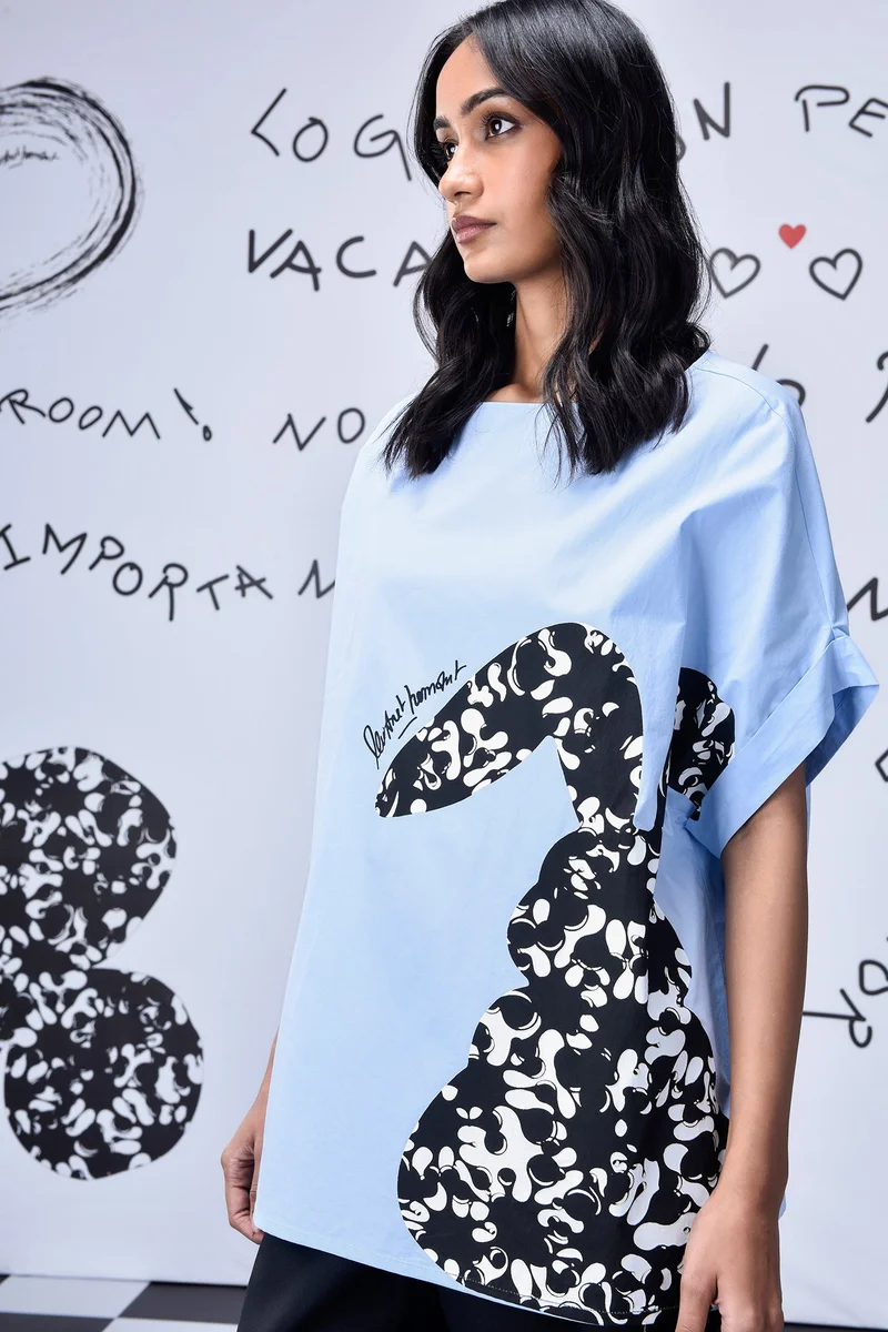 Genes Lecoanet Hemant Rabbit Texture Relax Fit Top- Light Blue