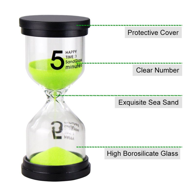 EMDMAK Sand Timer Colorful Hourglass Sandglass Timer 1 min/3 mins/5 mins/10 mins/15 mins/30 mins Sand Clock Timer for Games Classroom Home Office(Pack of 6) - Image 2