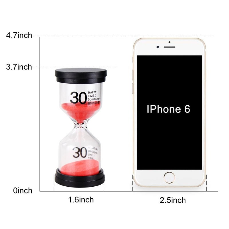 EMDMAK Sand Timer Colorful Hourglass Sandglass Timer 1 min/3 mins/5 mins/10 mins/15 mins/30 mins Sand Clock Timer for Games Classroom Home Office(Pack of 6) - Image 3