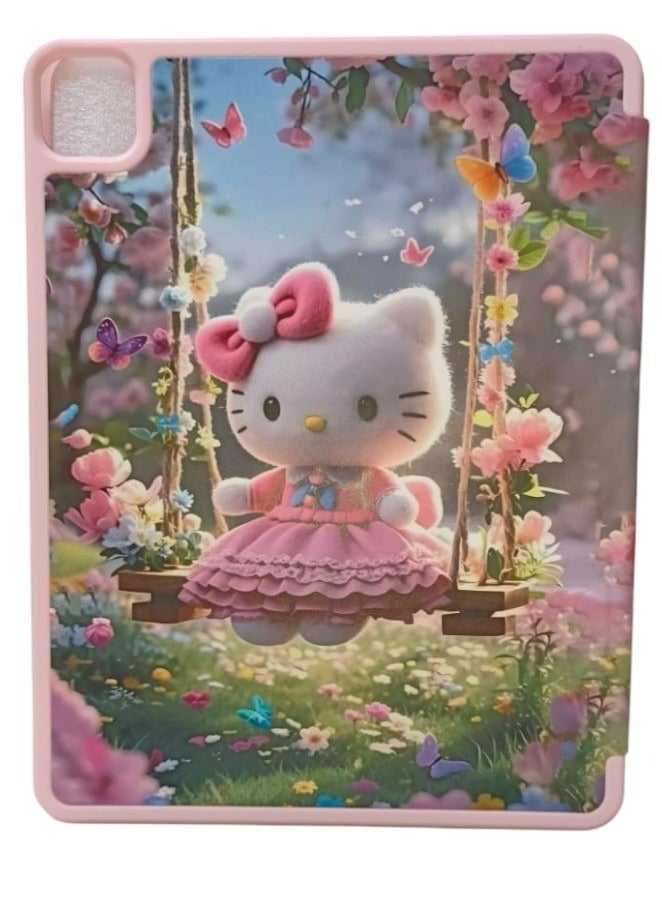 Hello Kitty Print Flip case for iPad Pro 11 Inch Shockproof Case for iPad Pro 11 Inch Cartoon Case (2022/2021, 4th/3rd Generation), iPad Pro 11 Inch Cover Protective Flip Case Auto Sleep/Wake with Pencil Holder, Anti Scratch, Soft TPU Protective Shockproof Cover Tablet Case Cover - Image 1