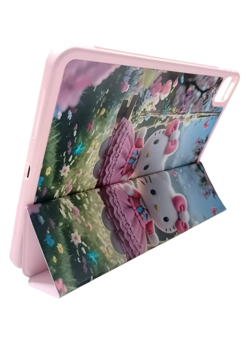Hello Kitty Print Flip case for iPad Pro 11 Inch Shockproof Case for iPad Pro 11 Inch Cartoon Case (2022/2021, 4th/3rd Generation), iPad Pro 11 Inch Cover Protective Flip Case Auto Sleep/Wake with Pencil Holder, Anti Scratch, Soft TPU Protective Shockproof Cover Tablet Case Cover - Image 3