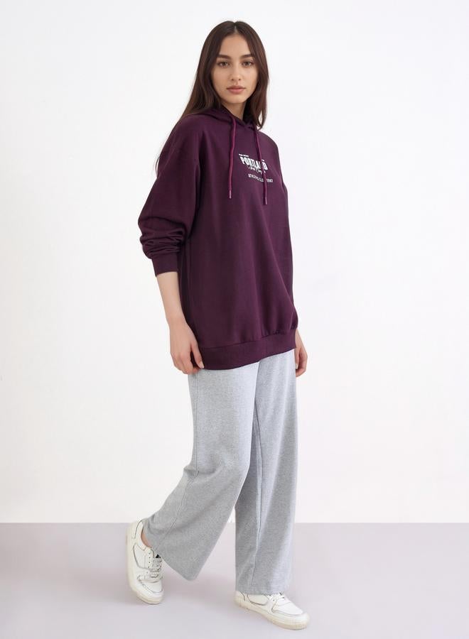 Styli Purple Longline Hoodie with Slogan Print - Image 2