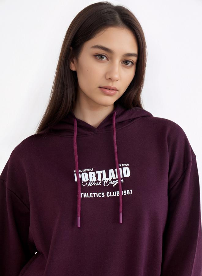 Styli Purple Longline Hoodie with Slogan Print - Image 3