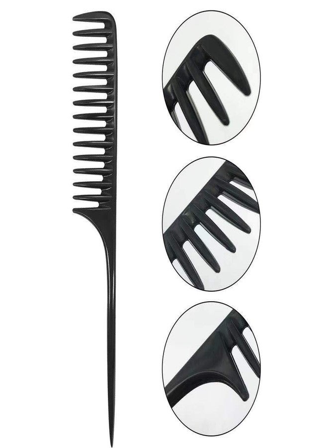 VSAKSH Black Tooth Comb Detangling Hair Brush, Professional Styling Comb With Tail - Image 3