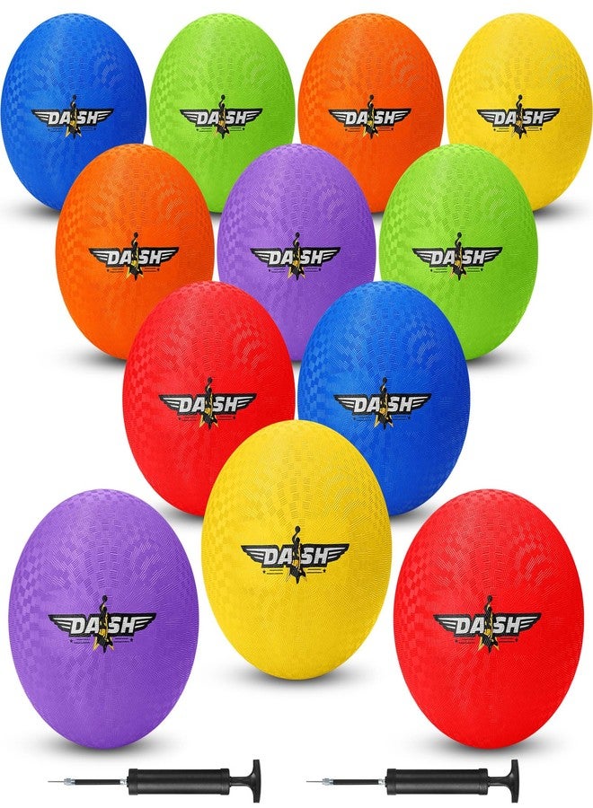 Jerify 12 Pcs 8.5 Inches Playground Balls Kickball Bulk, Colorful Inflatable Sports Bouncy Balls, Dodgeball, Kickball for Official Play and School, Fun Indoor and Outdoor Toys and Gift - Image 1