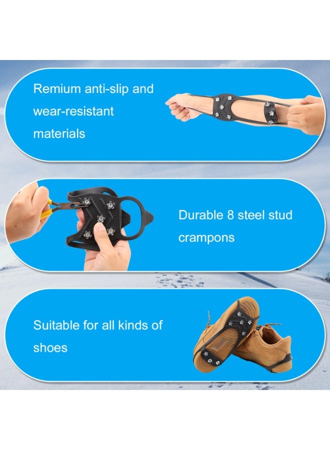 PAWSONIFY 2 Pair Ice Cleats, Universal Non Slip Gripper Spikes Winter Ice Snow Spikes Grips Crampons Traction Cleats Anti-Skid Footwear for Shoes and Boots for Walking Hiking Climbing - Image 3