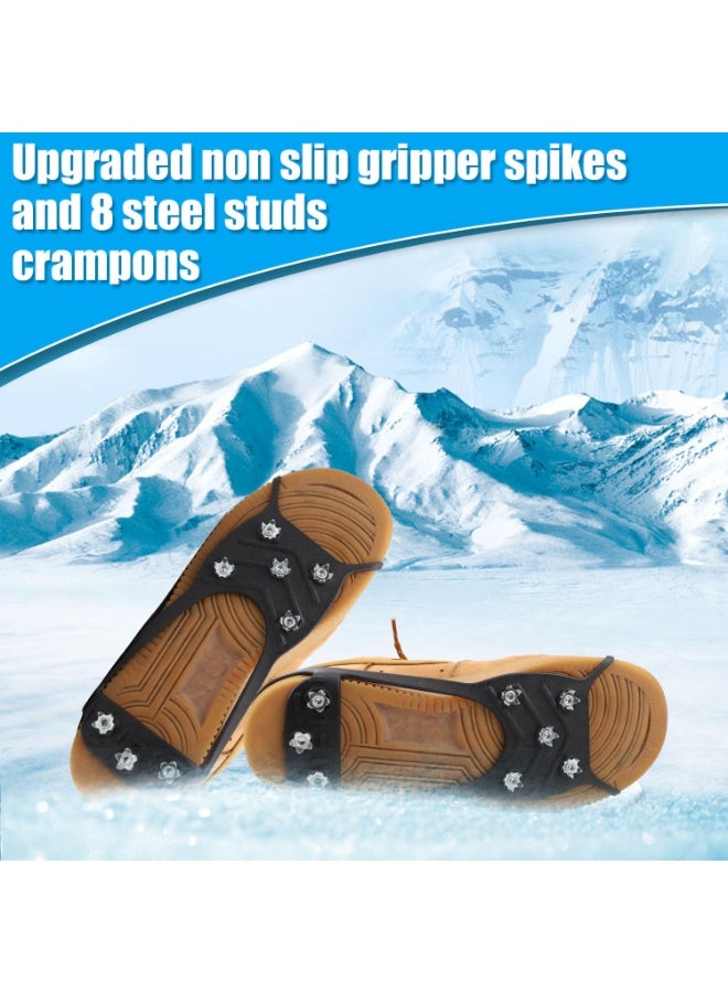 PAWSONIFY 2 Pair Ice Cleats, Universal Non Slip Gripper Spikes Winter Ice Snow Spikes Grips Crampons Traction Cleats Anti-Skid Footwear for Shoes and Boots for Walking Hiking Climbing - Image 4