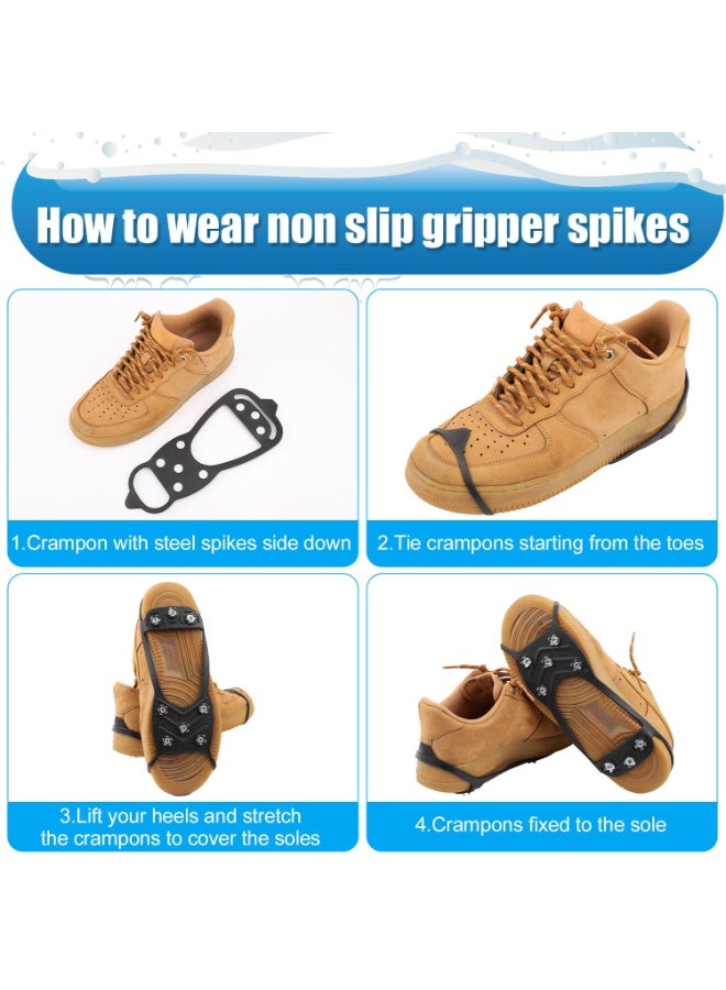 PAWSONIFY 2 Pair Ice Cleats, Universal Non Slip Gripper Spikes Winter Ice Snow Spikes Grips Crampons Traction Cleats Anti-Skid Footwear for Shoes and Boots for Walking Hiking Climbing - Image 5