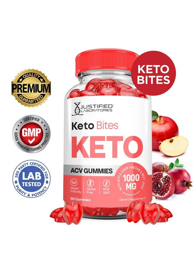 Justified Laboratories (2 Pack Keto Bites Keto ACV Gummies 1000MG Keto Bites Keto Gummies Apple Cider Vinegar Formulated with Pomegranate Beet Juice Powder B12 Vegan Non GMO 120 Gummys - Image 2