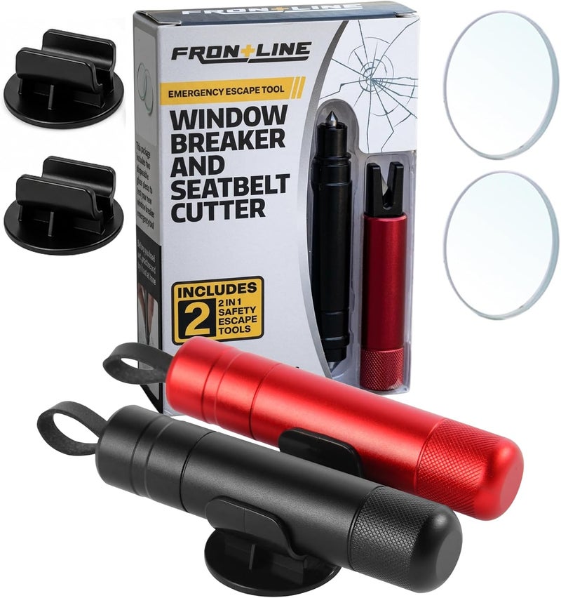 FRONTLINE Window Breaker and Seatbelt Cutter (2 Pack) Car Window Glass Breaker Safey Hammer Emergency Escape Tool Car Accessories - Image 1