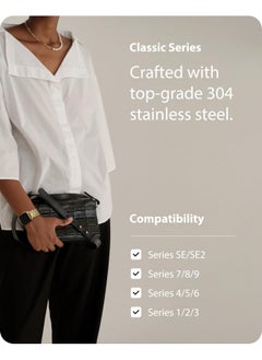 Fullmosa Fullmosa Compatible Apple Watch Band 38mm 40mm 41mm, Stainless Steel iWatch Band with Case for Apple Watch Series 9/8/7/6/5/4/3/2/1/SE/SE2/Ultra, 38mm 40mm 41mm Golden(Watch not Included)  - Image 3