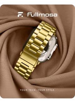 Fullmosa Fullmosa Compatible Apple Watch Band 38mm 40mm 41mm, Stainless Steel iWatch Band with Case for Apple Watch Series 9/8/7/6/5/4/3/2/1/SE/SE2/Ultra, 38mm 40mm 41mm Golden(Watch not Included)  - Image 2