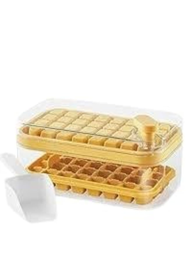 Transparent Ice Box with Lid + Scoop - Practical Ice Box with Cubes for Juices and Water - 2 Tiers AR (Orange) - Image 5