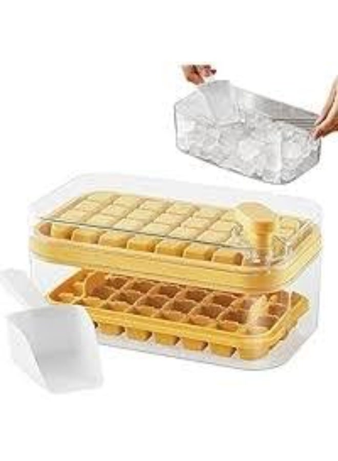 Transparent Ice Box with Lid + Scoop - Practical Ice Box with Cubes for Juices and Water - 2 Tiers AR (Orange) - Image 3