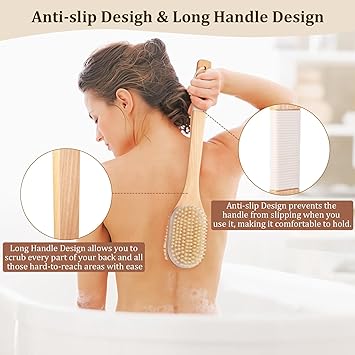 Blendura Back Scrubber Body Brush Wet and Dry Use Body Brushes for Shower Back Bath Brush Exfoliating Brush with 43 cm Long Handle - Image 4