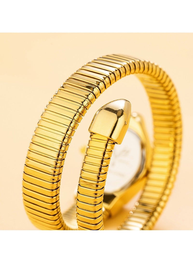 مس_فوكس ساعة نسائية فاخرة بتصميم سوار على شكل ثعبان، ميناء ماسي بشكل ماسي، أنيقة وعصرية، مقاومة للماء بأسلوب عتيق جديد - Image 3