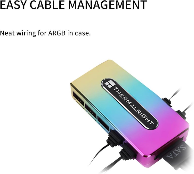 ثيرمالرايت وحدة تحكم ARGB HUB Rev.A تعمل مع مصدر طاقة SATA، تدعم 10 مجموعات من مراوح ARGB 5 فولت في المحور، وحدة تحكم بـ 10 منافذ 3 سنون للإضاءة - Image 3
