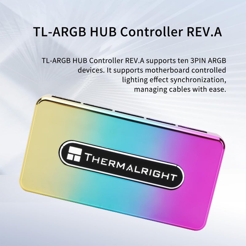 ثيرمالرايت وحدة تحكم ARGB HUB Rev.A تعمل مع مصدر طاقة SATA، تدعم 10 مجموعات من مراوح ARGB 5 فولت في المحور، وحدة تحكم بـ 10 منافذ 3 سنون للإضاءة - Image 2