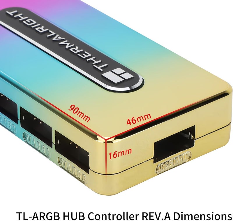 ثيرمالرايت وحدة تحكم ARGB HUB Rev.A تعمل مع مصدر طاقة SATA، تدعم 10 مجموعات من مراوح ARGB 5 فولت في المحور، وحدة تحكم بـ 10 منافذ 3 سنون للإضاءة - Image 5