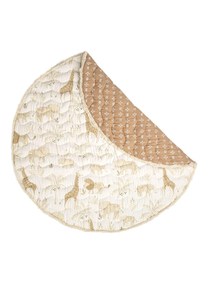 Crane BABY Activity Mat, Infant And Baby Quilted Playmat For Boys And Girls, Safari Animal, 40” X 40”  - Image 1
